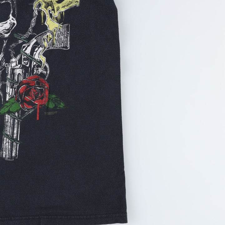 GUNS N' ROSES Skull Pattern Band T-shirt, Men's XL size unclear black type Vintage Second Hand