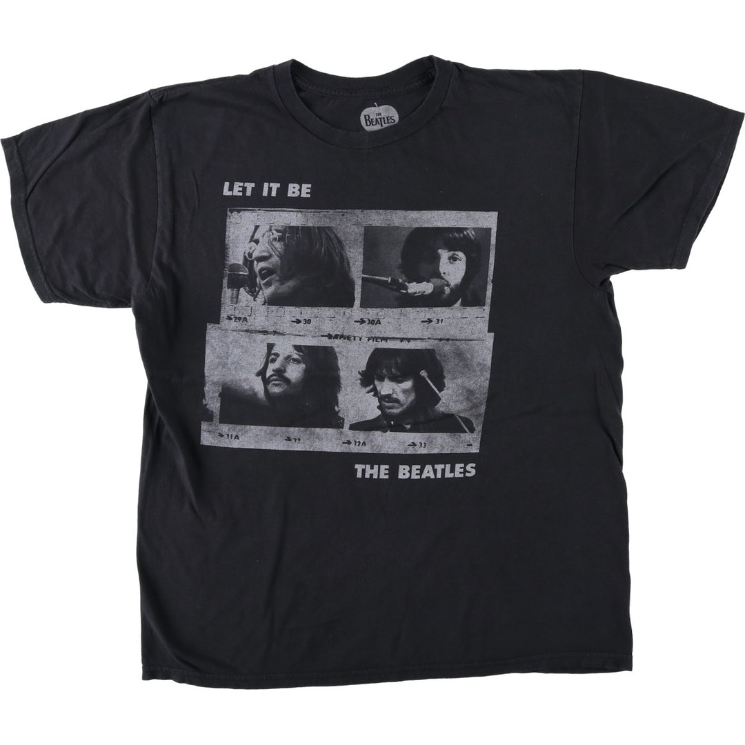 THE BEATLES Band T-shirt, Men's L size cotton black type Vintage Second Hand