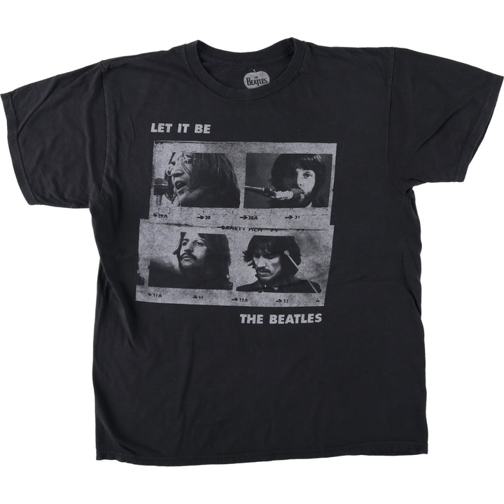 THE BEATLES Band T-shirt, Men's L size cotton black type Vintage Second Hand