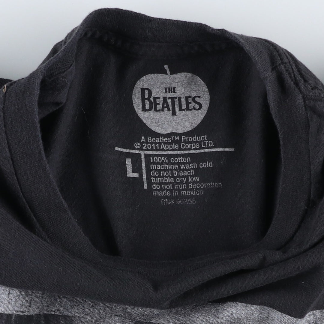 THE BEATLES Band T-shirt, Men's L size cotton black type Vintage Second Hand