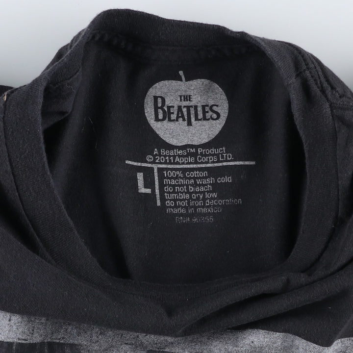 THE BEATLES Band T-shirt, Men's L size cotton black type Vintage Second Hand