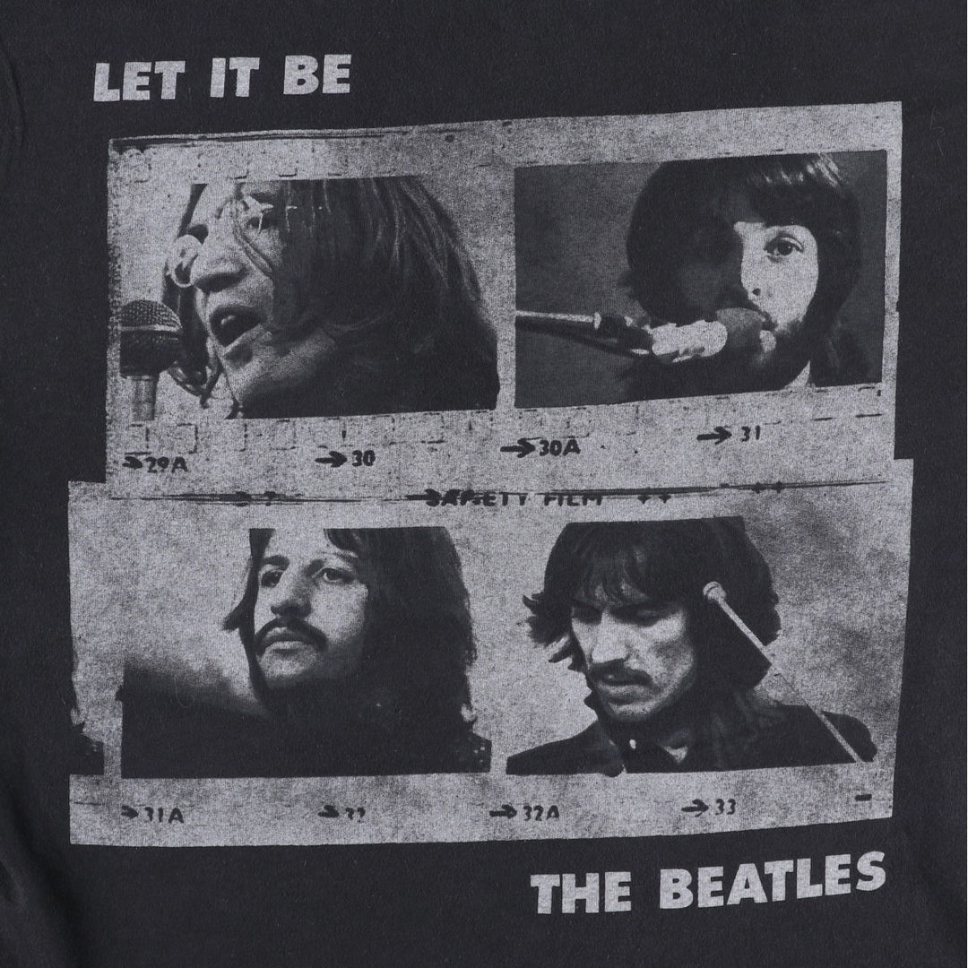 THE BEATLES Band T-shirt, Men's L size cotton black type Vintage Second Hand