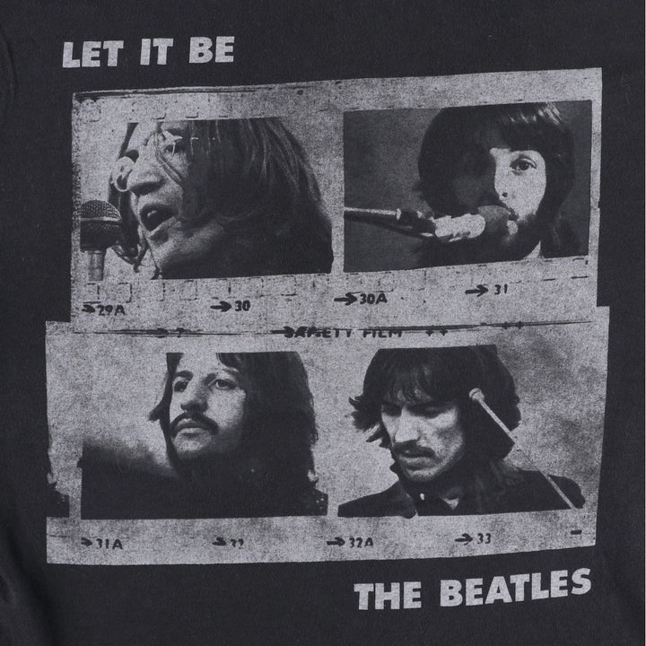 THE BEATLES Band T-shirt, Men's L size cotton black type Vintage Second Hand