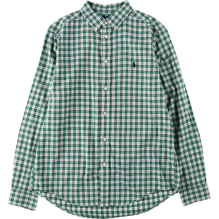 Ralph Lauren long-sleeved button-down check shirt, women's size XL. cotton green type Vintage Second Hand