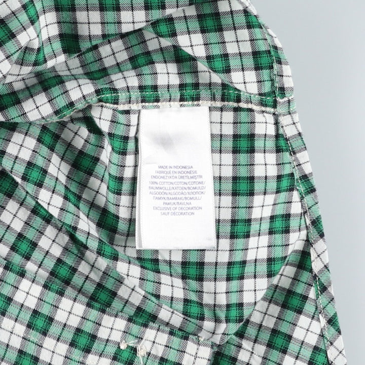 Ralph Lauren long-sleeved button-down check shirt, women's size XL. cotton green type Vintage Second Hand
