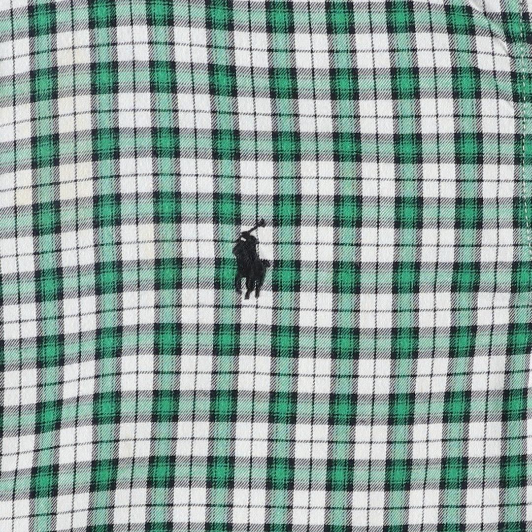 Ralph Lauren long-sleeved button-down check shirt, women's size XL. cotton green type Vintage Second Hand