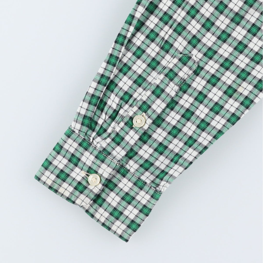 Ralph Lauren long-sleeved button-down check shirt, women's size XL. cotton green type Vintage Second Hand