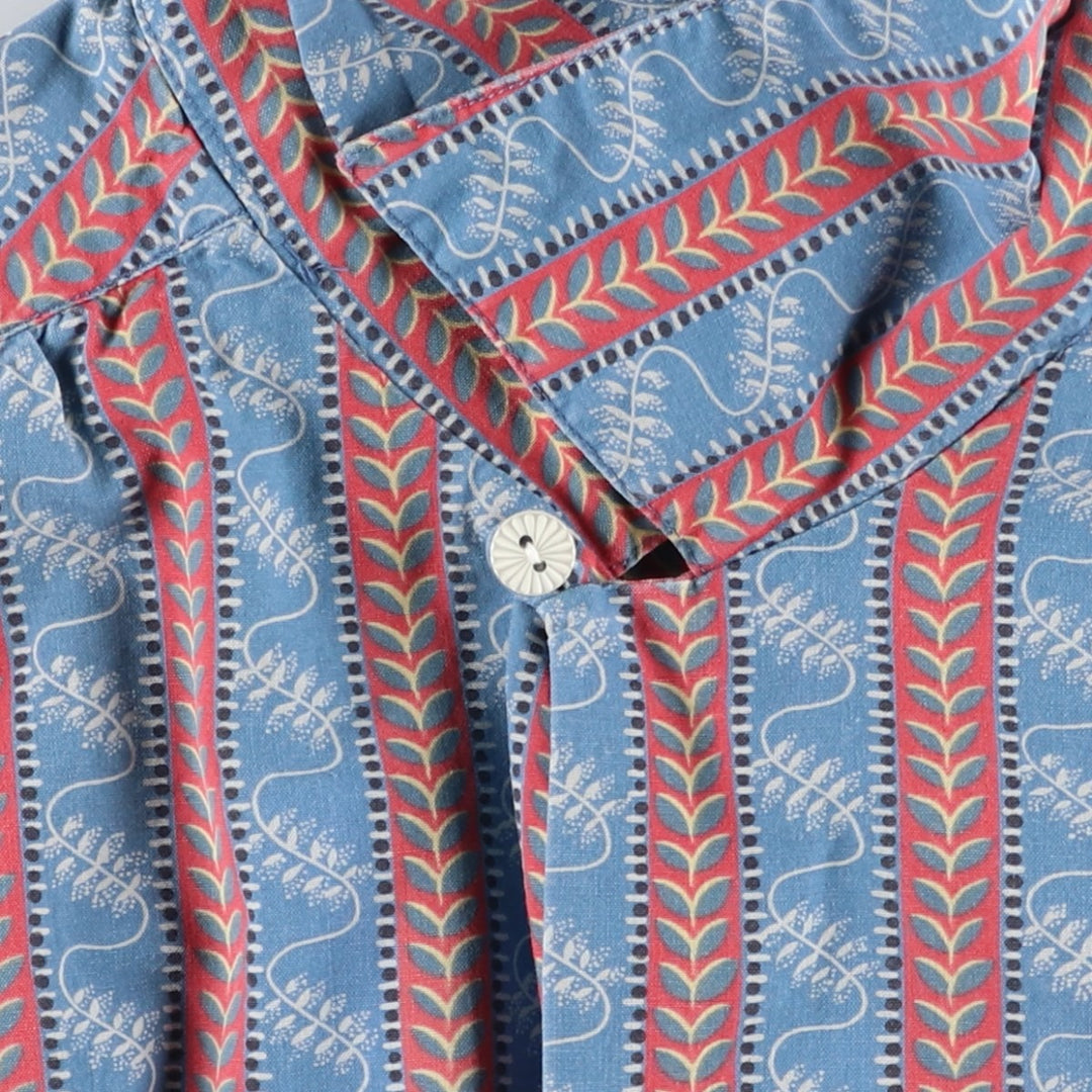 80s-90'S Ralph Lauren Country Stripe Pattern Long-Sleeve Open-Collar Shirt, Women's Size M (approx.), Vintage cotton blue type Vintage Second Hand