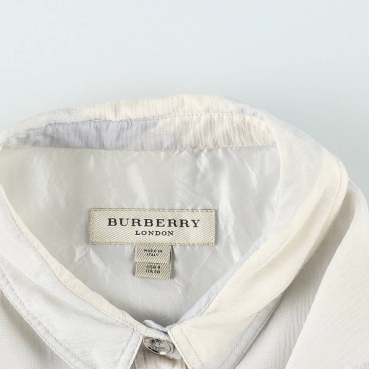 Burberry's BURBERRY LONDON Check Pattern Half-Length, Three-Quarter Sleeve, Flared Dress, Made in Italy, Women's Size M (approx.) silk white type Vintage Second Hand