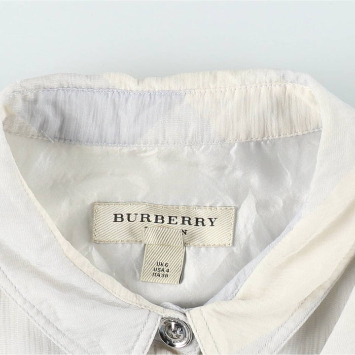 Burberry's BURBERRY LONDON Check Pattern Half-Length, Three-Quarter Sleeve, Flared Dress, Made in Italy, Women's Size M (approx.) silk white type Vintage Second Hand