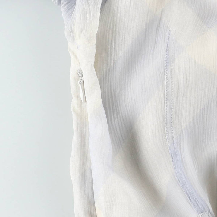 Burberry's BURBERRY LONDON Check Pattern Half-Length, Three-Quarter Sleeve, Flared Dress, Made in Italy, Women's Size M (approx.) silk white type Vintage Second Hand