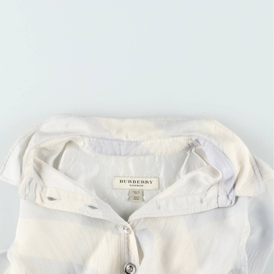 Burberry's BURBERRY LONDON Check Pattern Half-Length, Three-Quarter Sleeve, Flared Dress, Made in Italy, Women's Size M (approx.) silk white type Vintage Second Hand