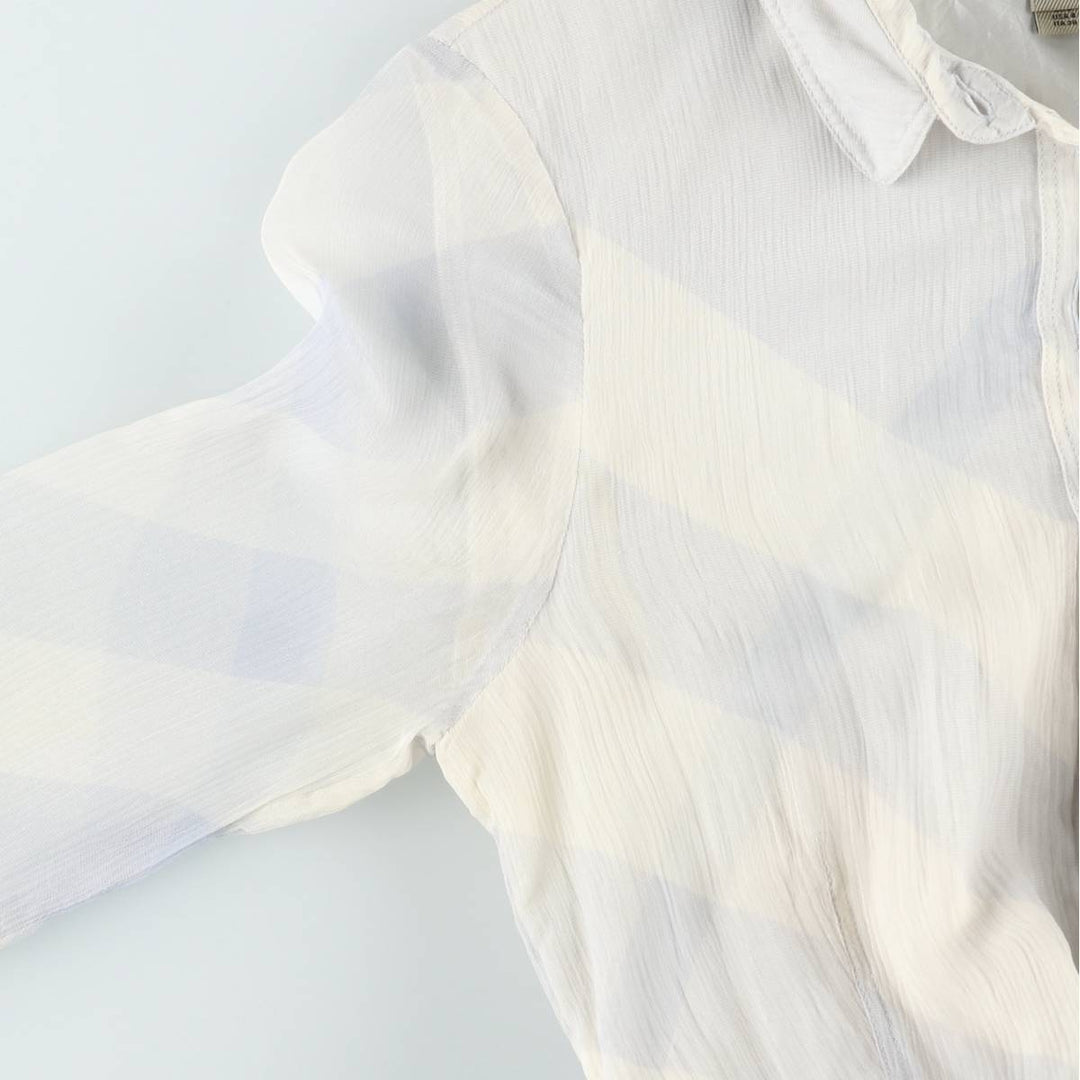 Burberry's BURBERRY LONDON Check Pattern Half-Length, Three-Quarter Sleeve, Flared Dress, Made in Italy, Women's Size M (approx.) silk white type Vintage Second Hand