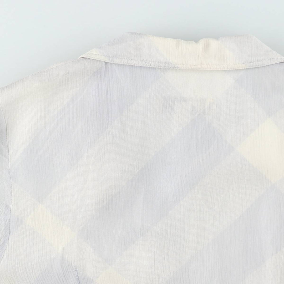 Burberry's BURBERRY LONDON Check Pattern Half-Length, Three-Quarter Sleeve, Flared Dress, Made in Italy, Women's Size M (approx.) silk white type Vintage Second Hand