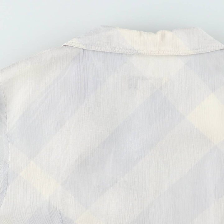 Burberry's BURBERRY LONDON Check Pattern Half-Length, Three-Quarter Sleeve, Flared Dress, Made in Italy, Women's Size M (approx.) silk white type Vintage Second Hand