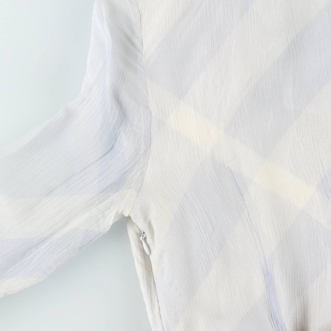 Burberry's BURBERRY LONDON Check Pattern Half-Length, Three-Quarter Sleeve, Flared Dress, Made in Italy, Women's Size M (approx.) silk white type Vintage Second Hand