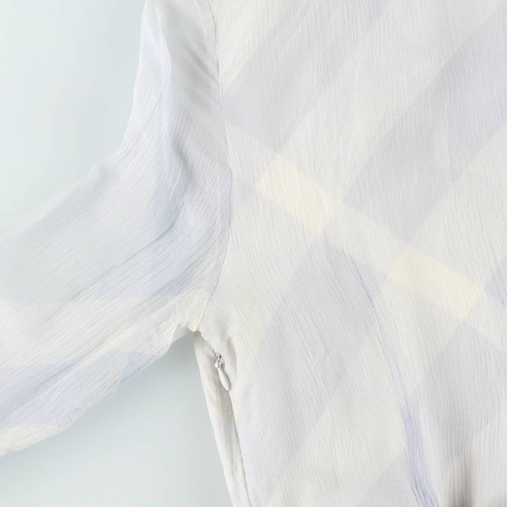 Burberry's BURBERRY LONDON Check Pattern Half-Length, Three-Quarter Sleeve, Flared Dress, Made in Italy, Women's Size M (approx.) silk white type Vintage Second Hand