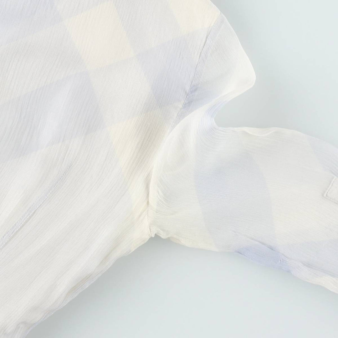 Burberry's BURBERRY LONDON Check Pattern Half-Length, Three-Quarter Sleeve, Flared Dress, Made in Italy, Women's Size M (approx.) silk white type Vintage Second Hand