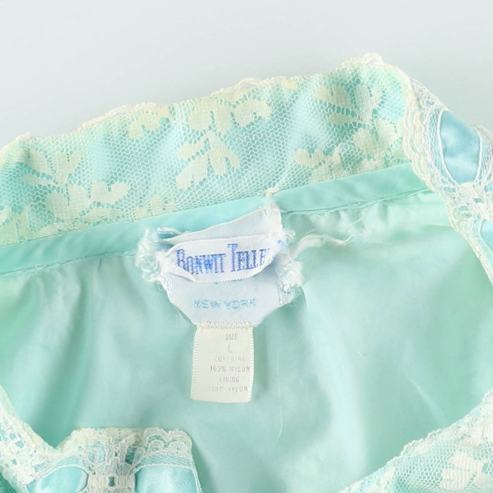BONWIT TELLER Boutigue 3/4 Sleeve All-Over Lace Mao Collar Maxi Lingerie Dress (Women's Size L) Nylon Blue type light blue Vintage Second Hand