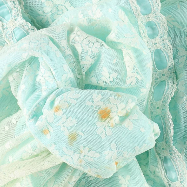 BONWIT TELLER Boutigue 3/4 Sleeve All-Over Lace Mao Collar Maxi Lingerie Dress (Women's Size L) Nylon Blue type light blue Vintage Second Hand