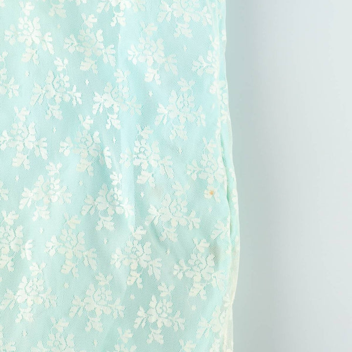 BONWIT TELLER Boutigue 3/4 Sleeve All-Over Lace Mao Collar Maxi Lingerie Dress (Women's Size L) Nylon Blue type light blue Vintage Second Hand