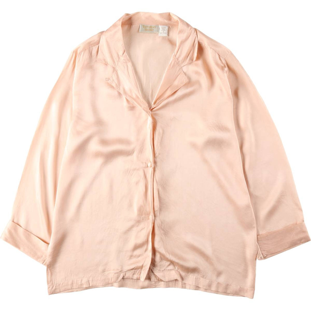 VICTORIA'S SECRET Open Collar Long Sleeve Silk Shirt, Boxy Shirt, Women's Size S (Equivalent), Vintage silk pink type Vintage Second Hand
