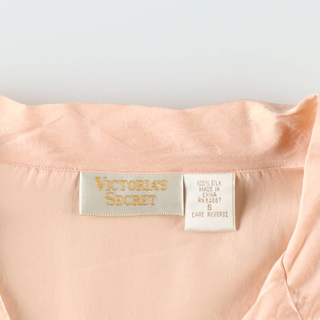 VICTORIA'S SECRET Open Collar Long Sleeve Silk Shirt, Boxy Shirt, Women's Size S (Equivalent), Vintage silk pink type Vintage Second Hand