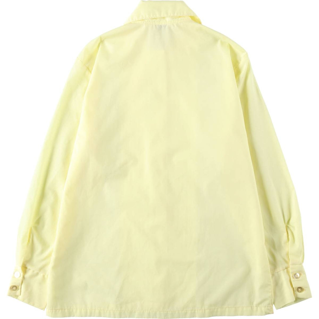 1970'S Land 'n Sea Long-Sleeve Polyester Boxy Shirt, Made in USA, Women's Size M (Equivalent), Vintage polyester lemon yellow Vintage Second Hand