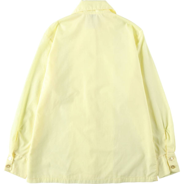 1970'S Land 'n Sea Long-Sleeve Polyester Boxy Shirt, Made in USA, Women's Size M (Equivalent), Vintage polyester lemon yellow Vintage Second Hand