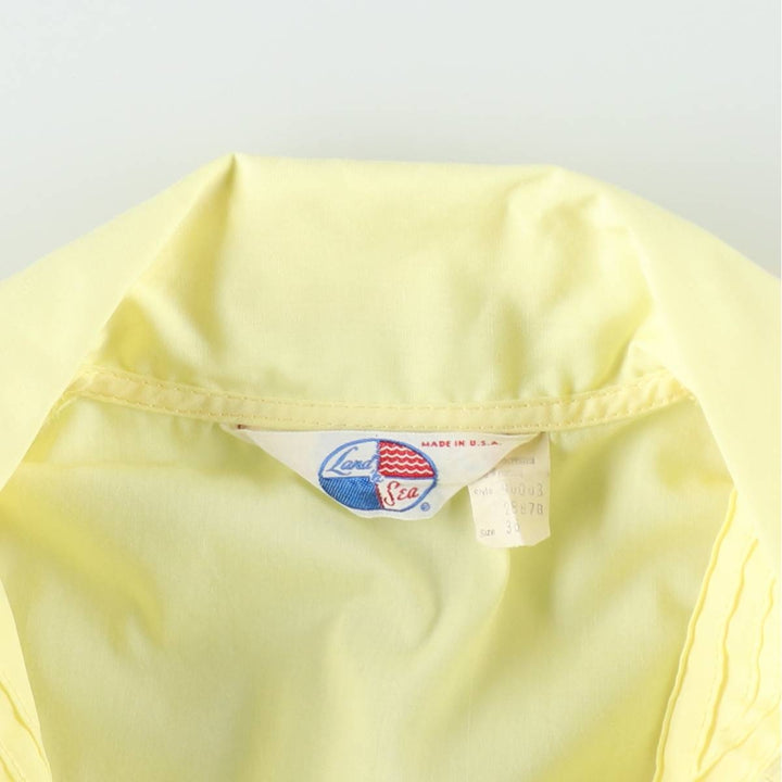 1970'S Land 'n Sea Long-Sleeve Polyester Boxy Shirt, Made in USA, Women's Size M (Equivalent), Vintage polyester lemon yellow Vintage Second Hand
