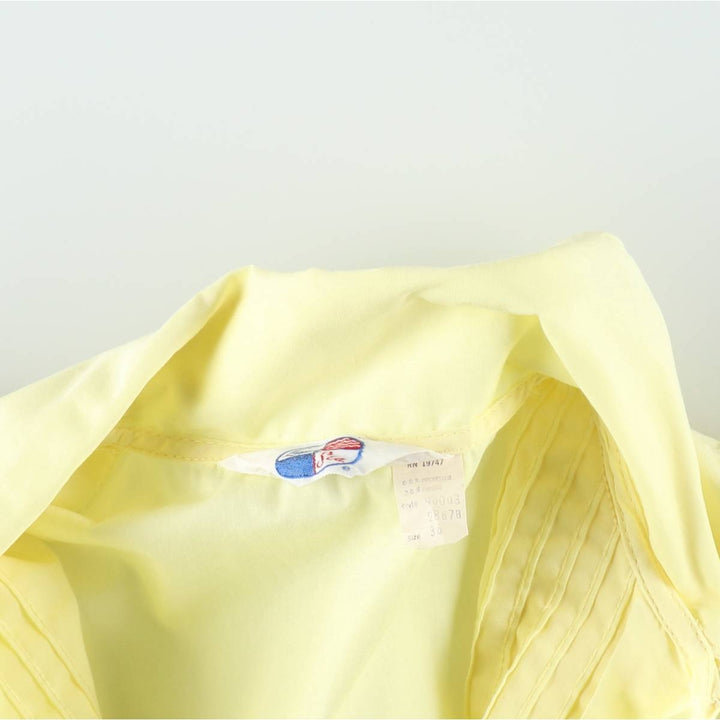 1970'S Land 'n Sea Long-Sleeve Polyester Boxy Shirt, Made in USA, Women's Size M (Equivalent), Vintage polyester lemon yellow Vintage Second Hand