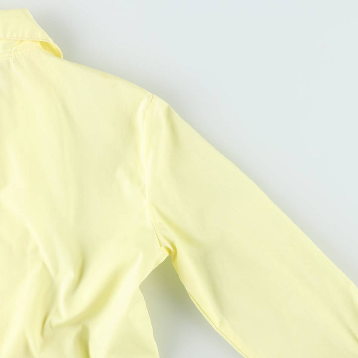 1970'S Land 'n Sea Long-Sleeve Polyester Boxy Shirt, Made in USA, Women's Size M (Equivalent), Vintage polyester lemon yellow Vintage Second Hand