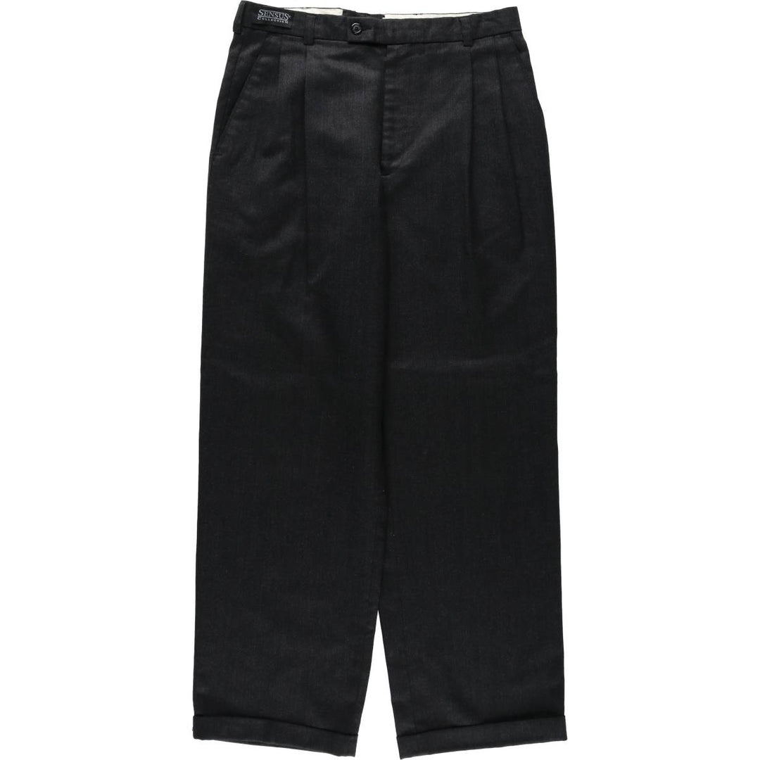 SENSUS Two-Pleat Slacks Pants, Men's W32 (approx.) unclear black type Vintage Second Hand