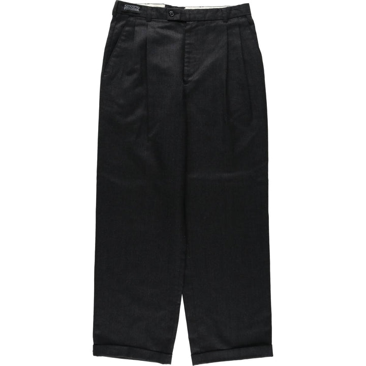 SENSUS Two-Pleat Slacks Pants, Men's W32 (approx.) unclear black type Vintage Second Hand