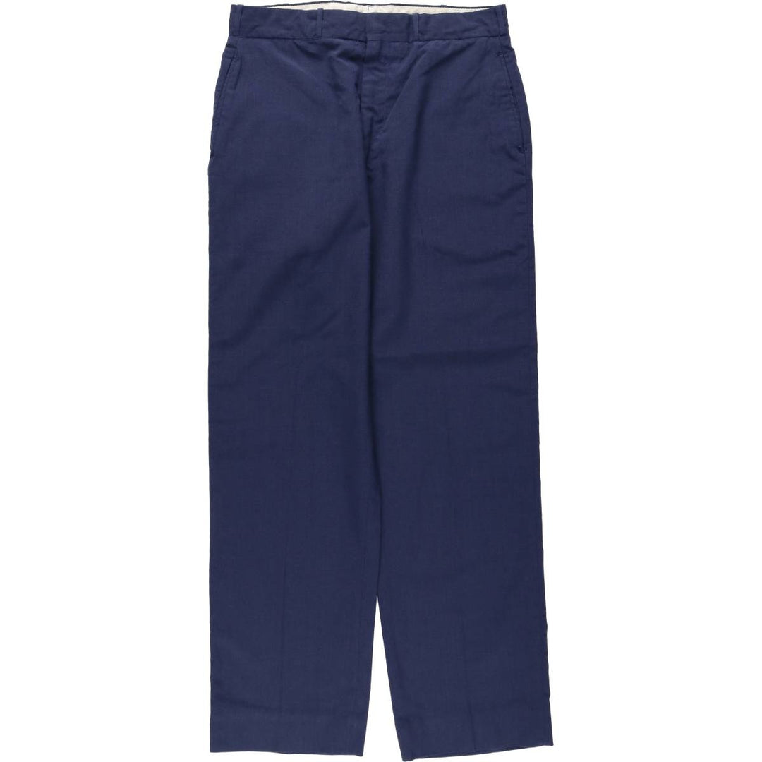 1970'S US Military Issue Poly/Wool Pants, Made in USA, Size 34x34 (Regular, equivalent to men's W33), Vintage polyester navy blue type Vintage Second Hand