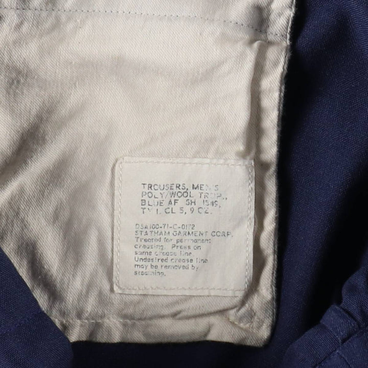 1970'S US Military Issue Poly/Wool Pants, Made in USA, Size 34x34 (Regular, equivalent to men's W33), Vintage polyester navy blue type Vintage Second Hand