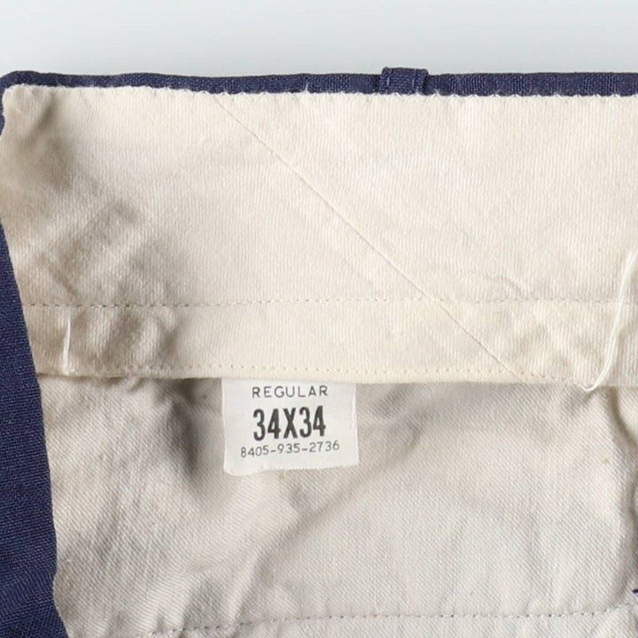 1970'S US Military Issue Poly/Wool Pants, Made in USA, Size 34x34 (Regular, equivalent to men's W33), Vintage polyester navy blue type Vintage Second Hand