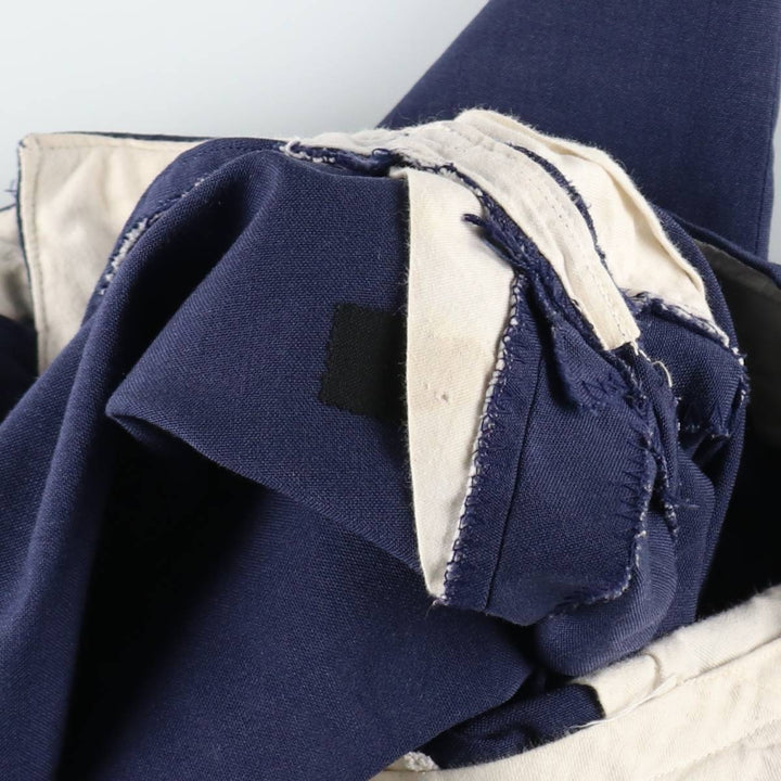 1970'S US Military Issue Poly/Wool Pants, Made in USA, Size 34x34 (Regular, equivalent to men's W33), Vintage polyester navy blue type Vintage Second Hand