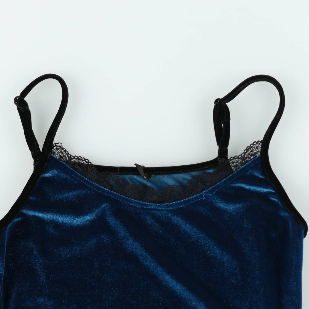Velour long camisole dress, women's size M equivalent. unclear blue type Vintage Second Hand