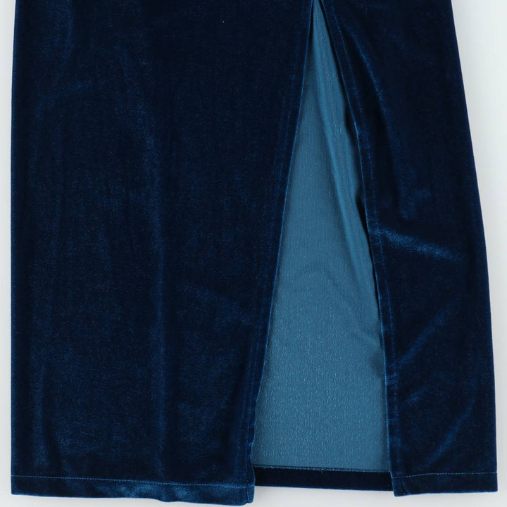 Velour long camisole dress, women's size M equivalent. unclear blue type Vintage Second Hand