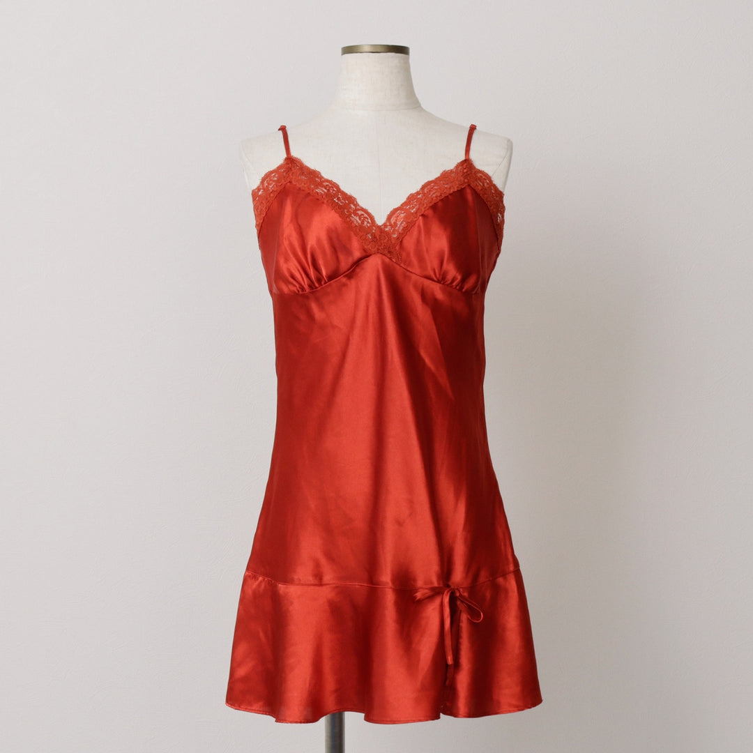 La Vie en Rose Mini Lingerie Camisole Dress Slip Dress Women's Size L (approx.) Vintage polyester red type Vintage Second Hand