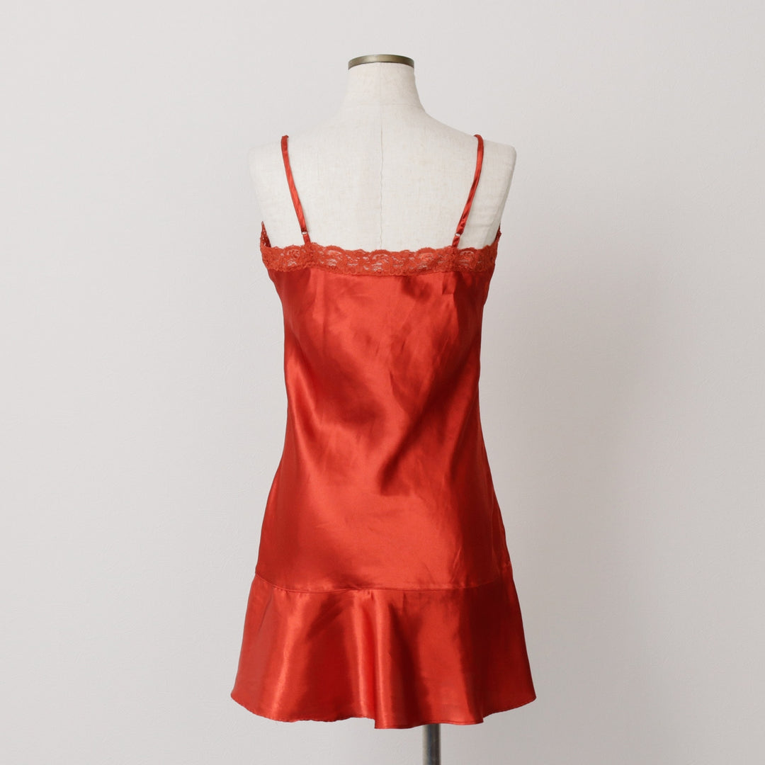La Vie en Rose Mini Lingerie Camisole Dress Slip Dress Women's Size L (approx.) Vintage polyester red type Vintage Second Hand