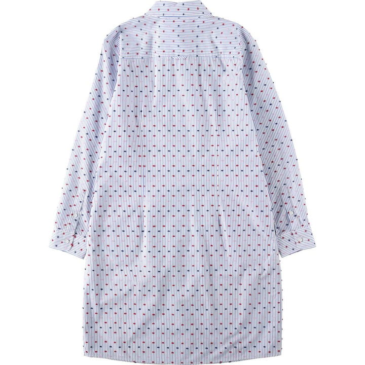 Brooks Brothers RED FLEECE Stripe Pattern / Dot Pattern Half-Length Long-Sleeve Shirt Dress (Women's Size M) cotton white type Vintage Second Hand