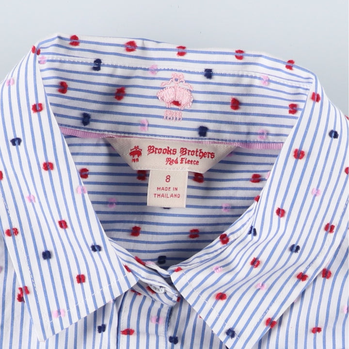 Brooks Brothers RED FLEECE Stripe Pattern / Dot Pattern Half-Length Long-Sleeve Shirt Dress (Women's Size M) cotton white type Vintage Second Hand