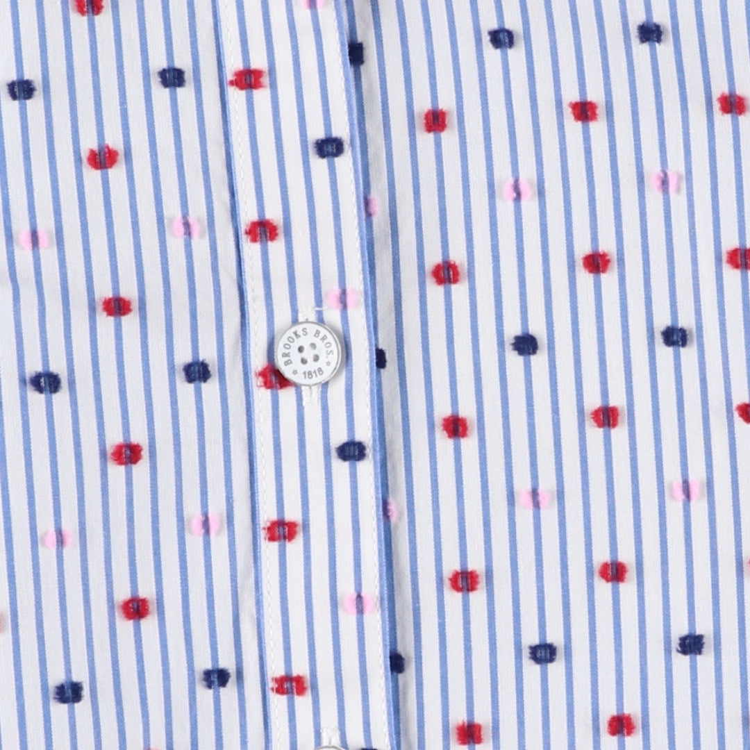 Brooks Brothers RED FLEECE Stripe Pattern / Dot Pattern Half-Length Long-Sleeve Shirt Dress (Women's Size M) cotton white type Vintage Second Hand