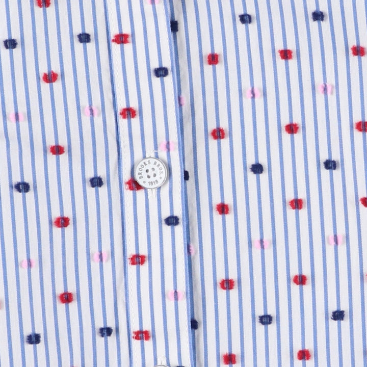 Brooks Brothers RED FLEECE Stripe Pattern / Dot Pattern Half-Length Long-Sleeve Shirt Dress (Women's Size M) cotton white type Vintage Second Hand