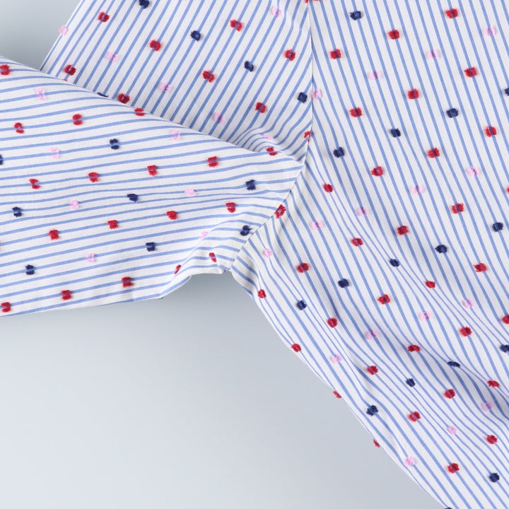 Brooks Brothers RED FLEECE Stripe Pattern / Dot Pattern Half-Length Long-Sleeve Shirt Dress (Women's Size M) cotton white type Vintage Second Hand