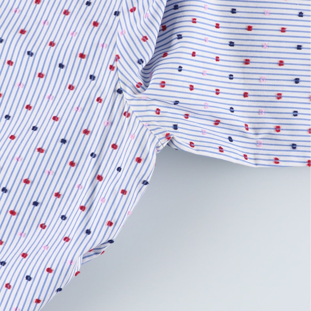 Brooks Brothers RED FLEECE Stripe Pattern / Dot Pattern Half-Length Long-Sleeve Shirt Dress (Women's Size M) cotton white type Vintage Second Hand