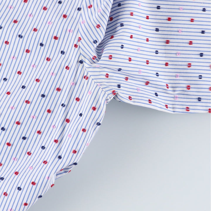 Brooks Brothers RED FLEECE Stripe Pattern / Dot Pattern Half-Length Long-Sleeve Shirt Dress (Women's Size M) cotton white type Vintage Second Hand