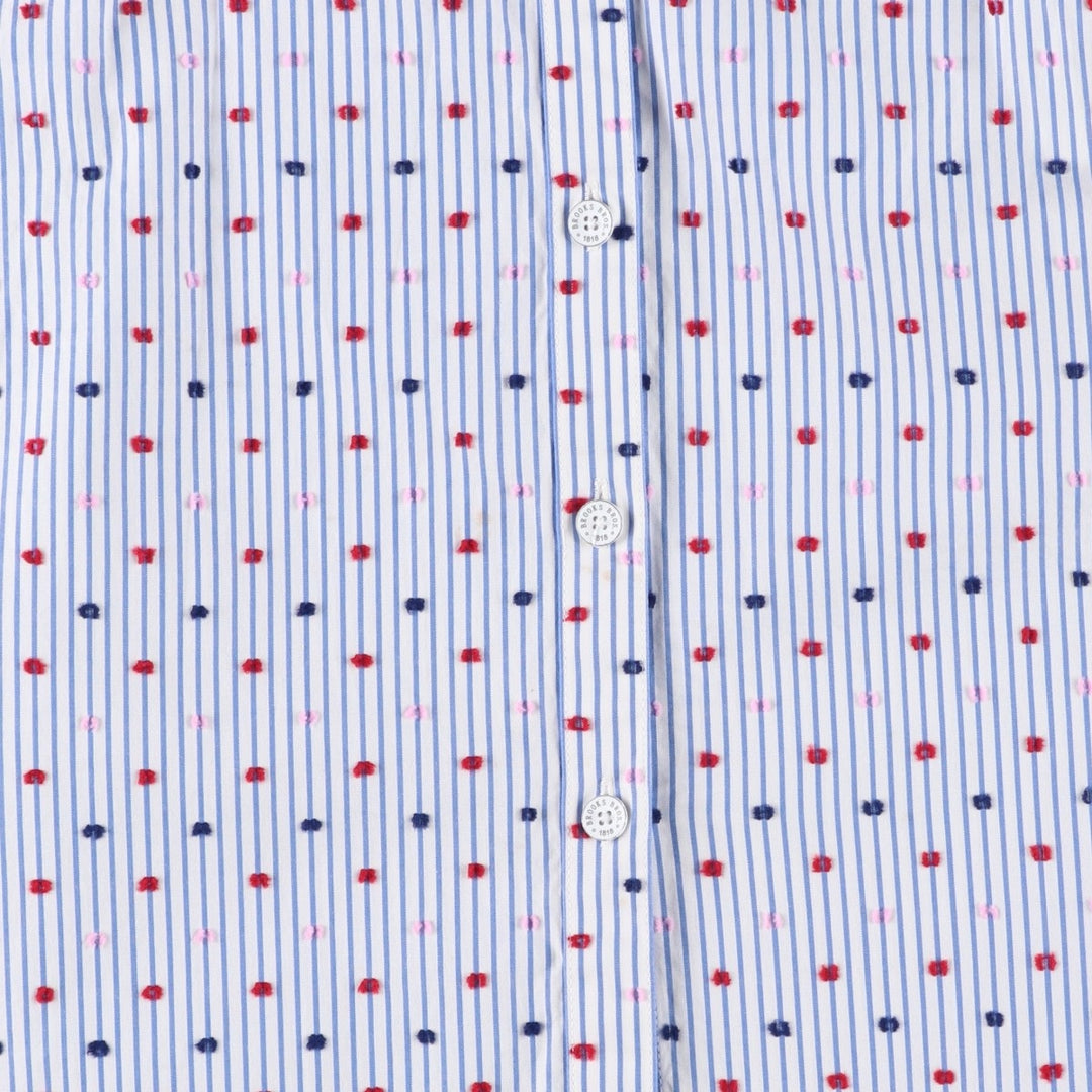 Brooks Brothers RED FLEECE Stripe Pattern / Dot Pattern Half-Length Long-Sleeve Shirt Dress (Women's Size M) cotton white type Vintage Second Hand